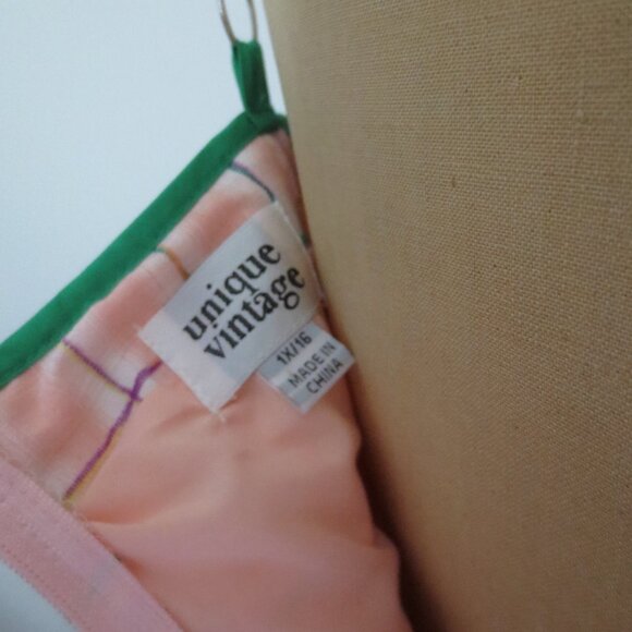 New! Unique Vintage Pink Plaid Dress - Picture 11 of 12